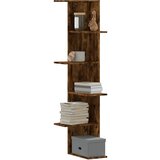 vidaXL Kutna zidna polica boja dimljenog hrasta 36,5x36,5x140cm drvena Cijene