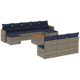 vidaXL 11-delni vrtni komplet sedežnih garnitur z blazinami siv poli ratan, (5000294010) | Shoptok.si