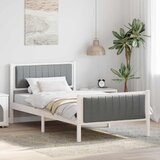  Okvir kreveta s uzglavljem Bijela i svijetlosiva 100 x 200 cm | shoptok.hr
