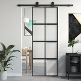 vidaXL Klizna vrata crna 76x205 cm od kaljenog stakla i aluminija Cijene