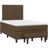 vidaXL Krevet box spring s madracem tamnosmeđi 120 x 190 cm od tkanine | shoptok.hr