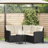  Vrtna sofa sa stolom i jastucima L-oblika crna poli ratan | shoptok.hr