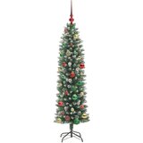  Umjetno vitko božićno drvce s stalakom Zelena i bijela 150 cm | shoptok.hr