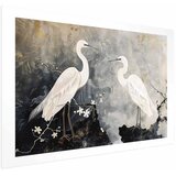  Plakat - Herons and Cherry Blossom - oriental-style illustration depicting birds 90x60 Bez okvira s margom | shoptok.hr