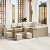 vidaXL set vrtnih sofa z blazinami bež poli ratan akacija | Shoptok.si