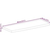 Stolna Mizna plošča z naravnim robom 80x20x3,8 cm trden mangov les, (21410607) | Shoptok.si