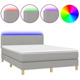  Krevet box spring s madracem LED svjetlosivi 140x190 cm tkanina | shoptok.hr