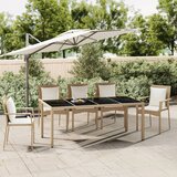 The Living Store Vrtna miza s stekleno površino bež poli ratan in kaljeno steklo - Vrtna Miza S Stekleno Ploščo, (21478655) | Shoptok.si