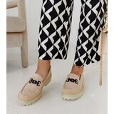 Gemre Beige suede loafers with a buckle on a thick sole Lyle | Shoptok.si