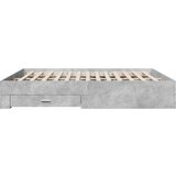  Posteljni okvir s predali betonsko siv 200x200cm inženirski les | Shoptok.si