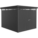 BIOHORT HighLine Spremište H5 (Metalik tamnosivo, Jedna vrata, Vanjska širina uklj. krovni prevjes: 275 cm, Vanjska dubina uklj. krovni prevjes: 315 cm, Čelik) | shoptok.hr
