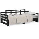  Izvlečna dnevna postelja črna trdna borovina 2x(90x200) cm, (20601221) | Shoptok.si