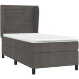 Box spring krevet s madracem tamnosivi 90x190 cm baršunasti | shoptok.hr