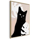  Slika - Cat in Monsteras (1 Part) Vertical 80x120 U prirodnom drvenom okviru | shoptok.hr