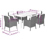  7-dijelni vrtni blagovaonski set od poliratana s jastucima bež | shoptok.hr