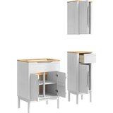  Set namještaja za kupaonicu 3 pcs Bijelo Čvrsto borovo drvo | shoptok.hr