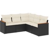 Maison Chic Seti vrtnega pohištva - Vrtna garnitura - Vrtni pohištvo set 5-delna z blazinami črn poli ratan, (21815866) | Shoptok.si