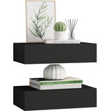  Zidne police s ladicom 2 kom crne 40 x 23,5 x 10 cm MDF | shoptok.hr