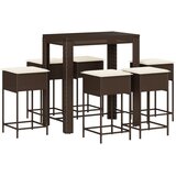  7-dijelni vrtni barski set s jastucima smeđi od poliratana Smeđa 100 x 60.5 x 110.5 cm | shoptok.hr