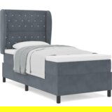 vidaXL Krevet s oprugama i madracem Tamno sivi 90x190 cm Baršun | shoptok.hr