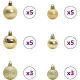 vidaXL Umjetna predhodno osvetljena božićna jelka s kompletom kroglic | Shoptok.si
