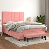  s oprugama i madracem ružičasti 140x190 cm baršunasti | shoptok.hr