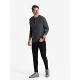 Ombre Men's waffle knit neck button-up longsleeve - graphite | Eponuda.ba