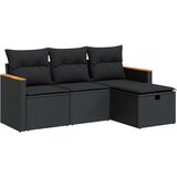 vidaXL Vrtna sedežna garnitura 4-delna z blazinami črna poli ratan | Shoptok.si