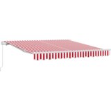 vidaXL Ročna Retraktibilna tenda Rdeča in bela črta 300x250 cm | Shoptok.si