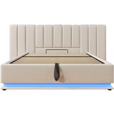 Lumor Oblazinjena postelja s predalom iz lana 160x200 cm – z LED osvetlitvijo in polnjenjem – z letveno podlago – bež, (22151346) | Shoptok.si