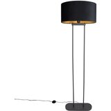 QAZQA Vloerlamp zwart met zwarte ovale kap 50cm - Thijmen | Shoptok.si