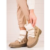 SHELOVET Women's brown snow boots with sheepskin coat Cene
