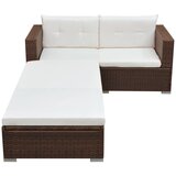 Maison Chic Seti vrtnega pohištva - Vrtna garnitura - Vrtni pohištvo set z blazinami 3-delna poli ratan rjava, (21795876) | Shoptok.si