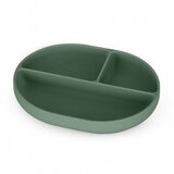 Petite&Mars silikonski ovalni tanjur s odjeljcima i vakuumom 6 m+ Take&Match, Misty Green | shoptok.hr