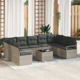  10-delni vrtni set kavčev z blazinami siva poli ratan | Shoptok.si