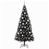  Umjetne božićne jelke S LED lampica Crna 180 cm PVC | shoptok.hr