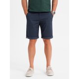 Ombre Men's classic chino shorts with rolled up leg - navy blue | shoptok.hr