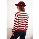 Kesi Włoski Women's striped sweater with a V-neck burgundy | Shoptok.si