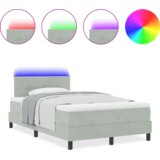 vidaXL Krevet s box springom s madracem & LED svjetlom svjetlosiva 120x190 cm baršun | shoptok.hr
