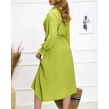Resti Light green women's long dress with waist tie - Clothing | Shoptok.si