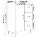  Komoda boja dimljenog hrasta 69 5x34x90 cm konstruirano drvo | shoptok.hr