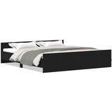  Posteljni okvir brez vzmetnice črn hrast 180x200 cm inženirski les, (5000022755) | Shoptok.si