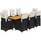 vidaXL 9-dijelni vrtni bistro set od poliratana s jastucima crni | shoptok.hr