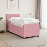  Boxspring krevet s madracem Ružičasta 90 x 200 cm Baršun - Ružičasta 90 x 200 cm Prošiveno gumbima | shoptok.hr