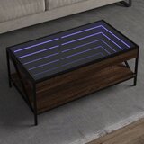 vidaXL Klubska mizica z neskončnimi LED rjavi hrast 90x50x38 cm | Shoptok.si