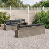 vidaXL set vrtnih sofa od 9 komada s jastučićima siva poli ratan Cijene