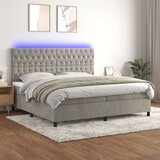 Box spring postelja z vzmetnico LED svetlo siva 200x200cm žamet, (20761282) Cene
