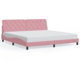  Okvir kreveta s LED-om bez madraca ružičasti 200 x 200 cm baršunasti | shoptok.hr