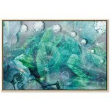  Slika - Turquoise Leaves (1 Part) Wide 120x80 U prirodnom drvenom okviru | shoptok.hr