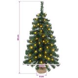 Mini božićno drvce 60 cm 25 LED lampica Topla bijela PVC Zelena - Zelena 60 cm s LED svjetlima | shoptok.hr